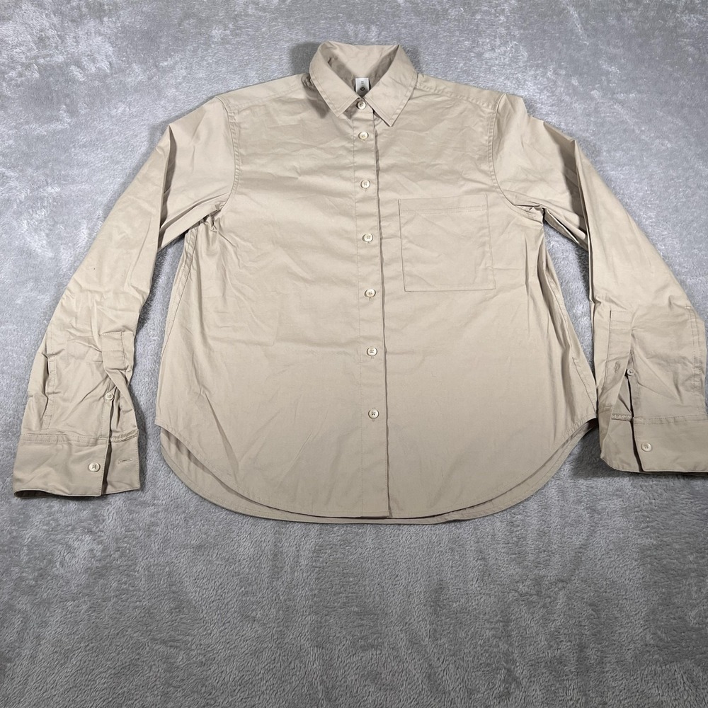 Lululemon Shirt Womens XS Khaki Relaxed Fit Poplin Button Down‎ Lightweight